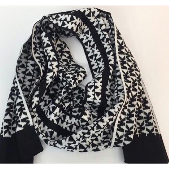 Michael Kors Signature Logo Monogram Scarf OS Black/Gray - Picture 2 of 3